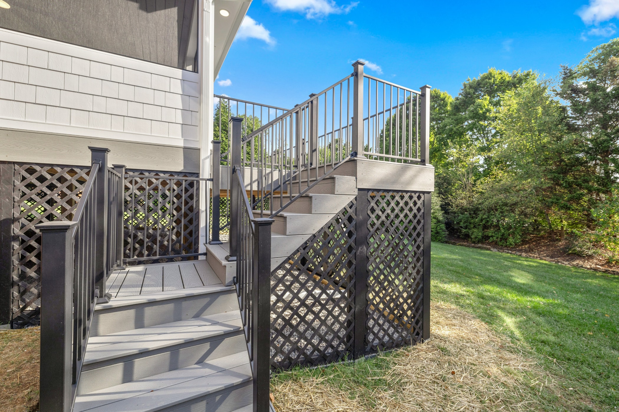 Custom-built stairs on Amberset composite deck