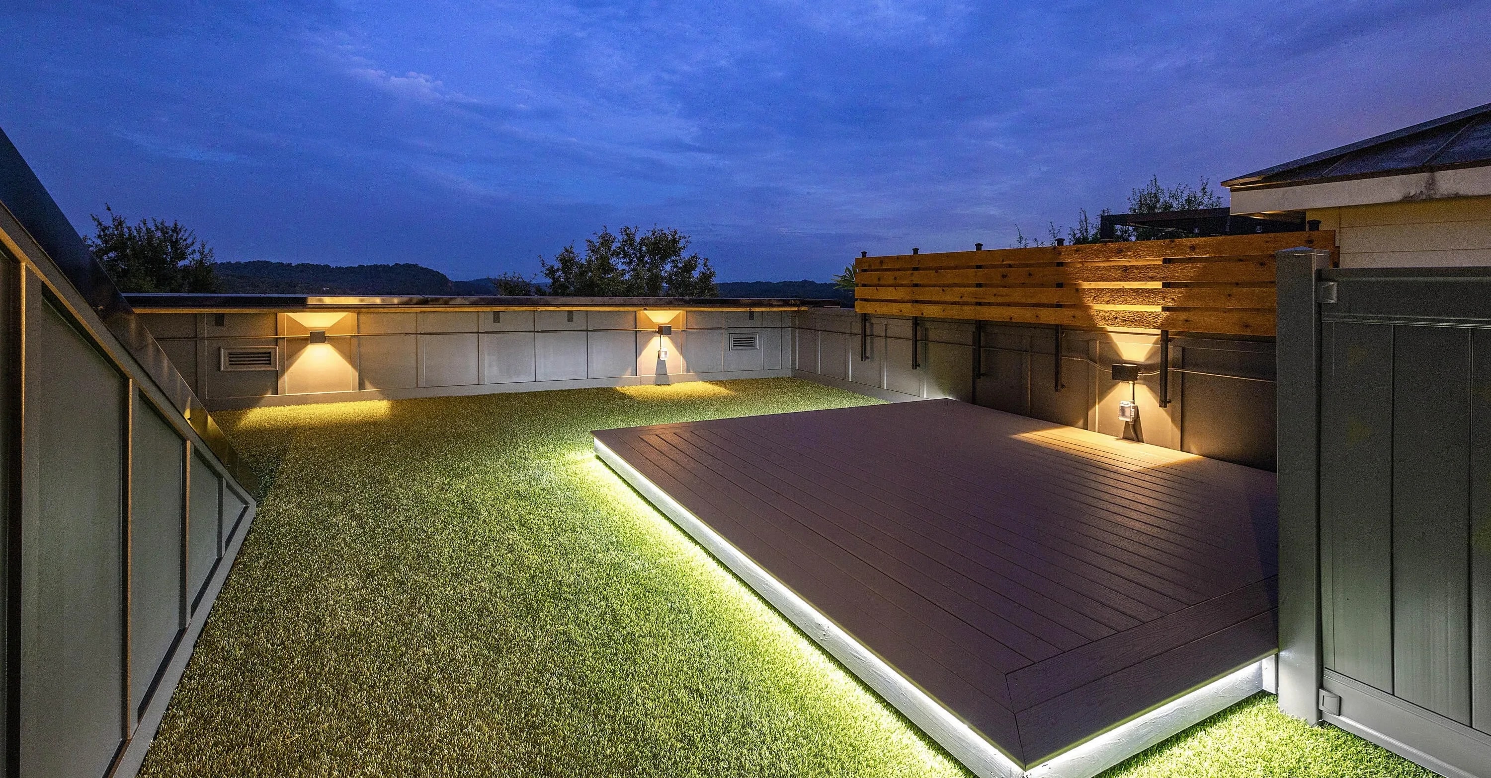Clingmans Dome deck illuminated with integrated LED lighting at night