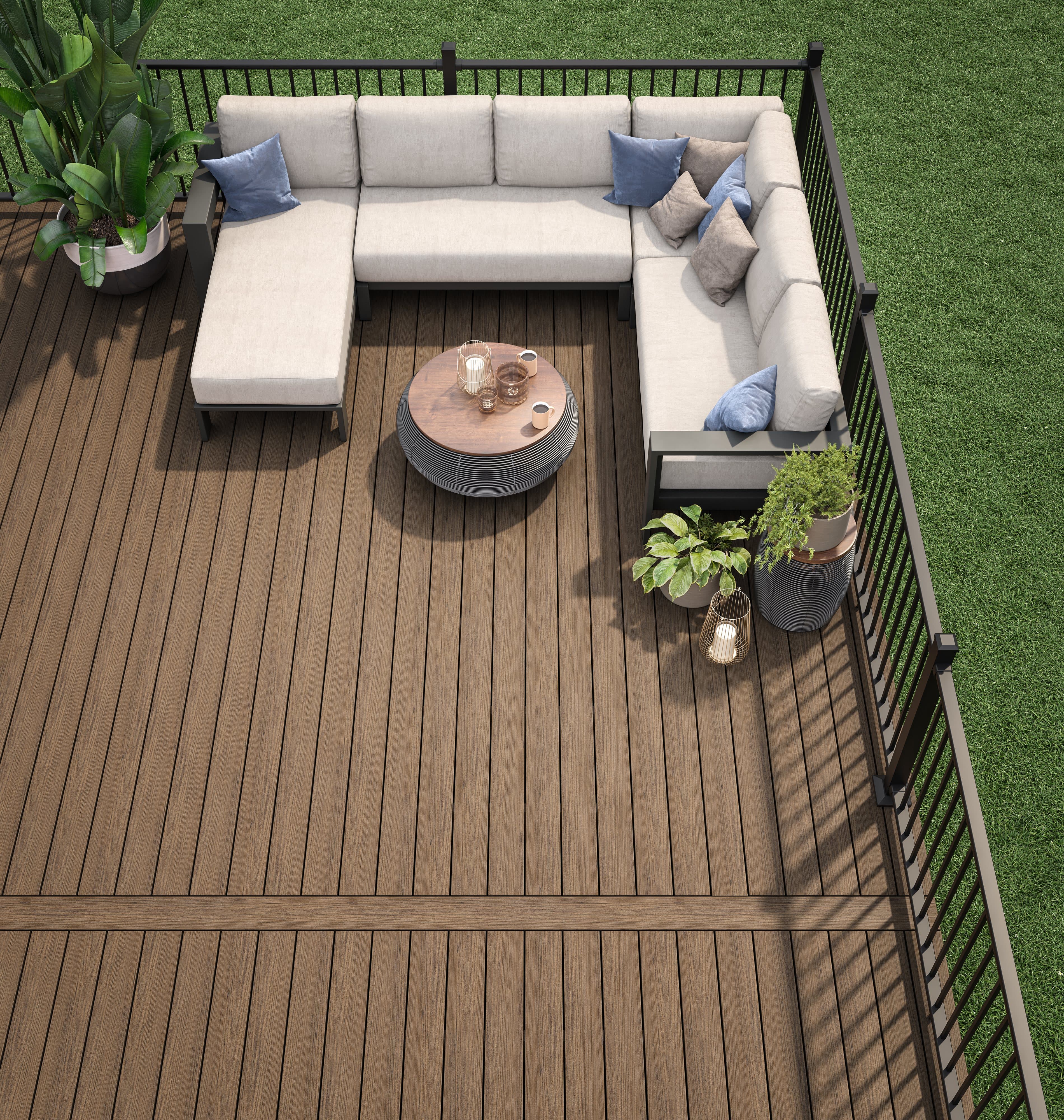 Deckorators Venture Sandbar decking with Rapid Rail